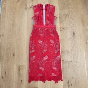 Manning Cartell Lace Midi Dress Gallery Views Size L Red Nude